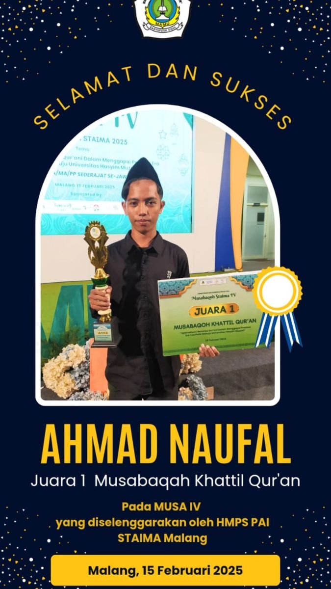 Juara 1 Musabaqah Khattil Qur'an Tingkat Nasional Di Malang
